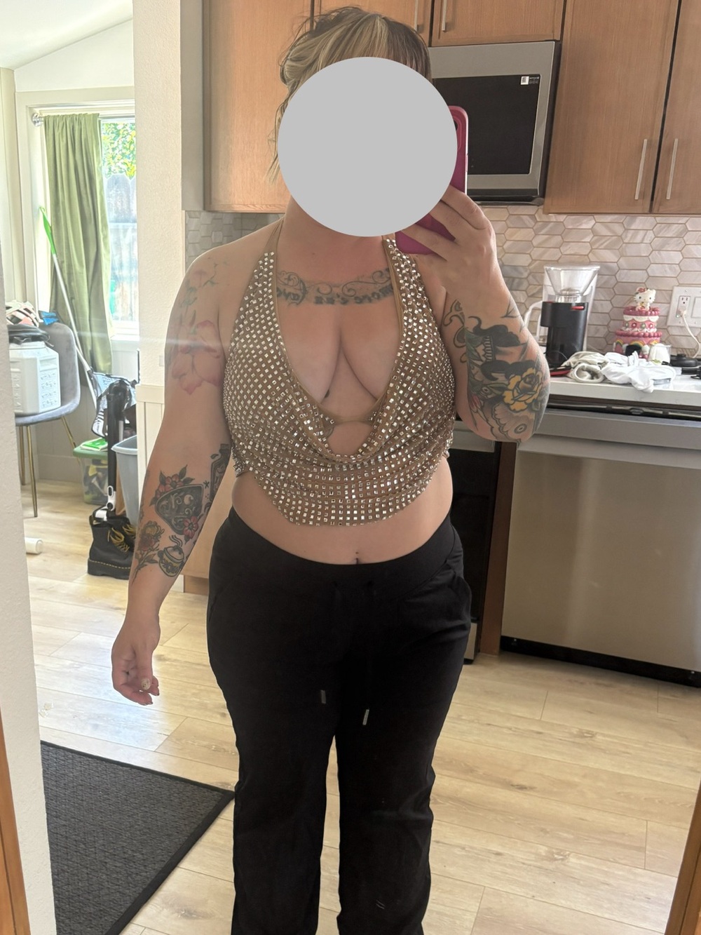 Windsor Champagne Studded Halter Crop Top